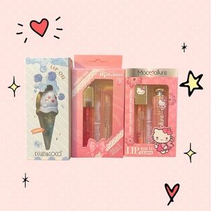 Source Unknown Kids Lip Gloss & Lip Oil Trio in Pink and Blue Packaging